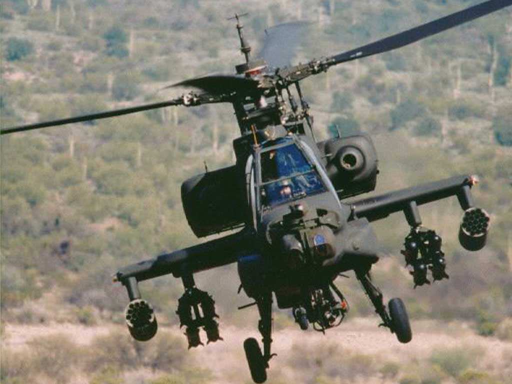 Apache AH-64 Cobra Helicopter in Flight