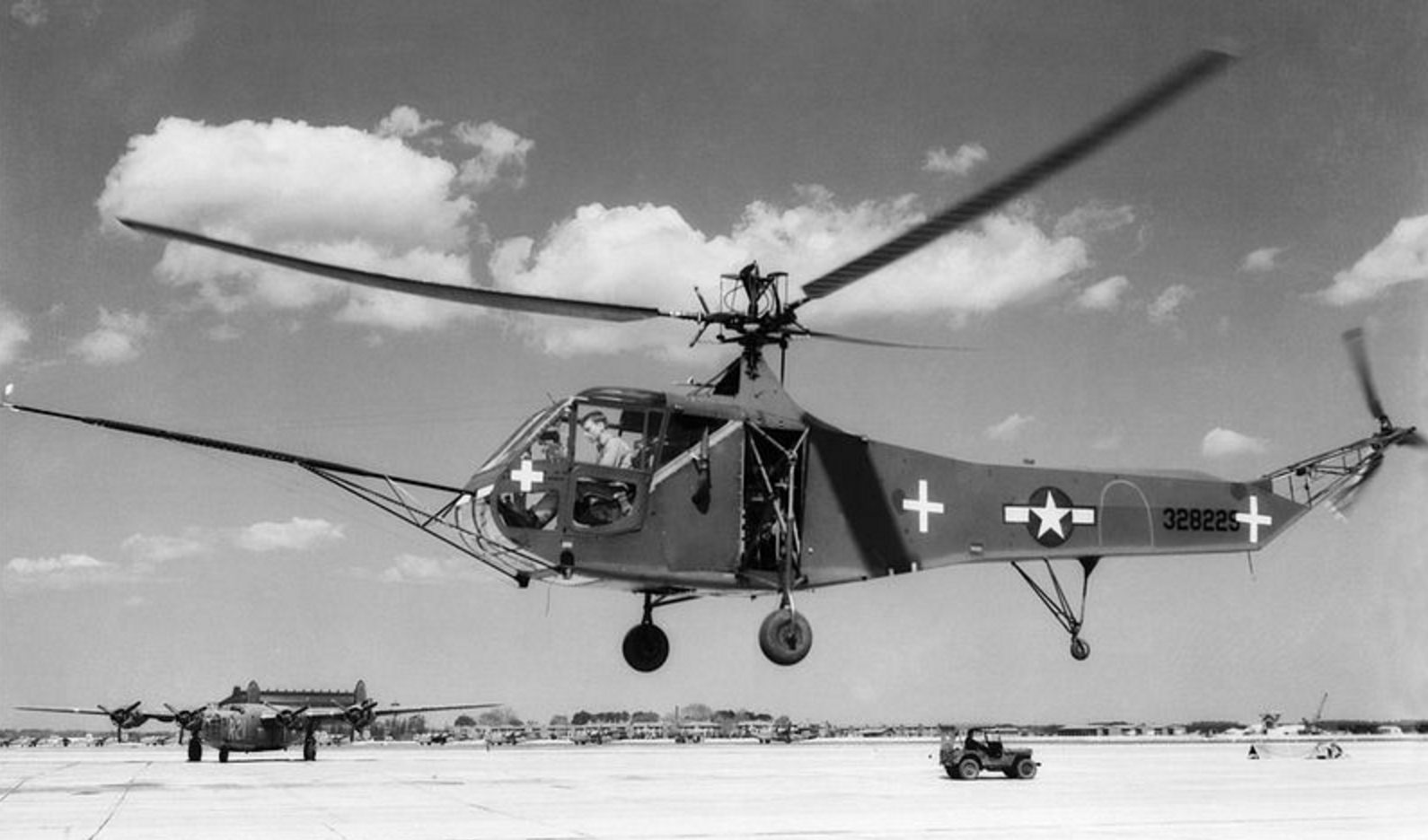 Early Military Helicopter in flight testing