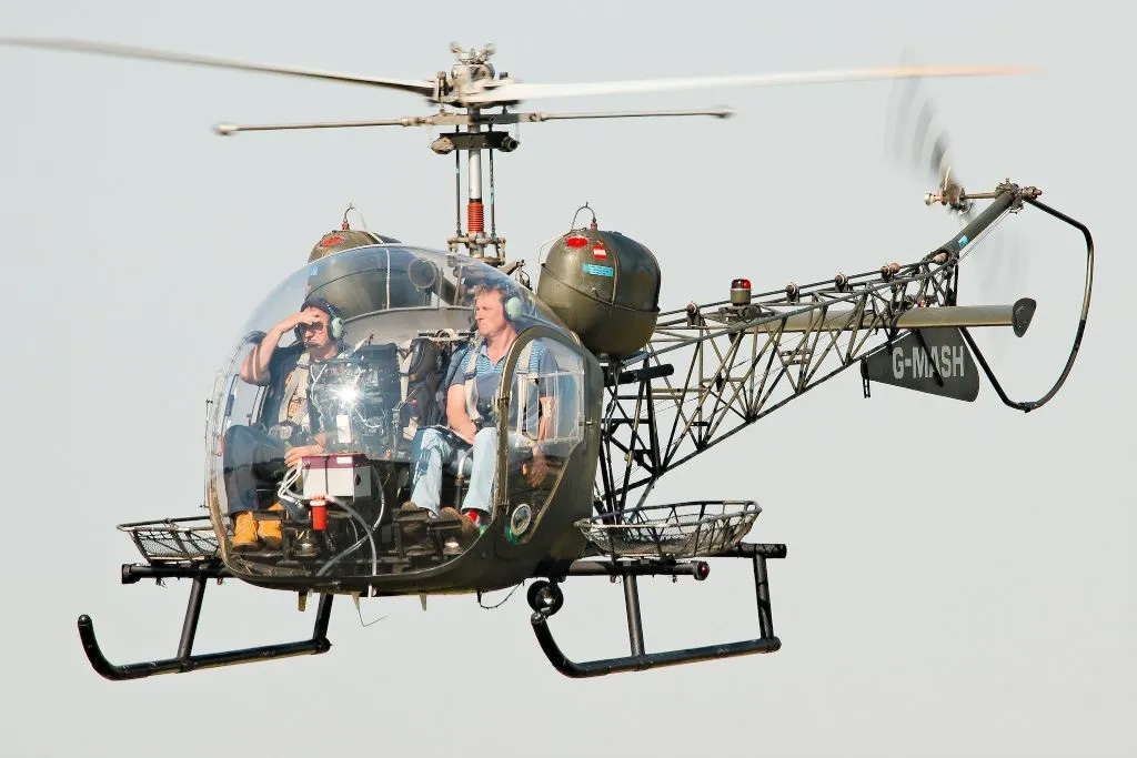 Iconic Bell 47 Helicopter in Flight