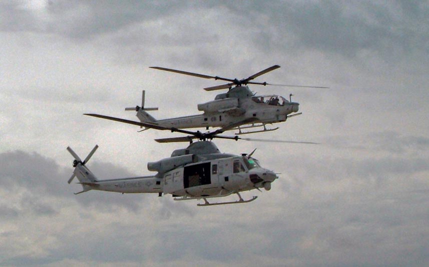 Bell Huey Helicopters in Flight