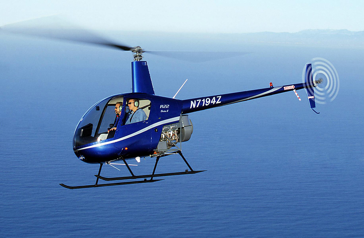 Robinson R-22 Helicopter in Flight