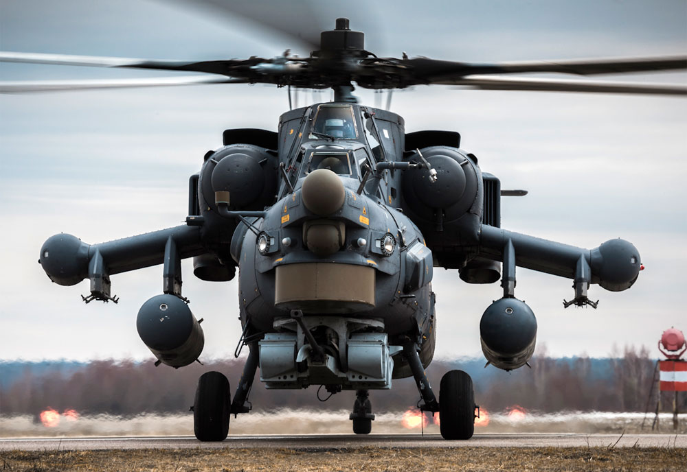 Mil Mi-28 Helicopter Preparing to takeoff
